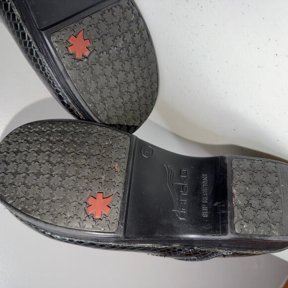 Dansko XP Professional Clogs Women Sz 39 Metallic Gunmetal Textured Gray Leather - Picture 4 of 8